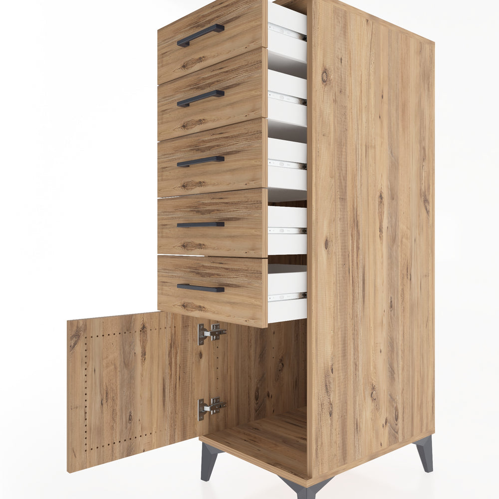 Woodntry Modular Cabinet Pine 44x59x122 cm with Doors and Drawers KC66-3