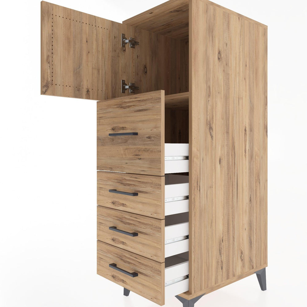 Woodntry Modular Cabinet Pine 44x30x122 cm with Doors and Drawers KC16-3