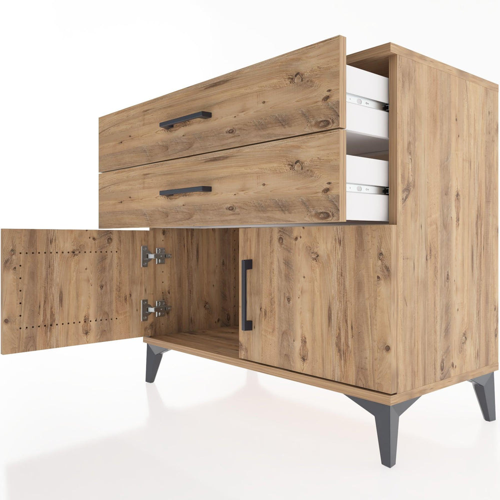 Woodntry Modüler Şifonyer Çam 88x44x68 cm Kapaklı ve Çekmeceli KC16-3