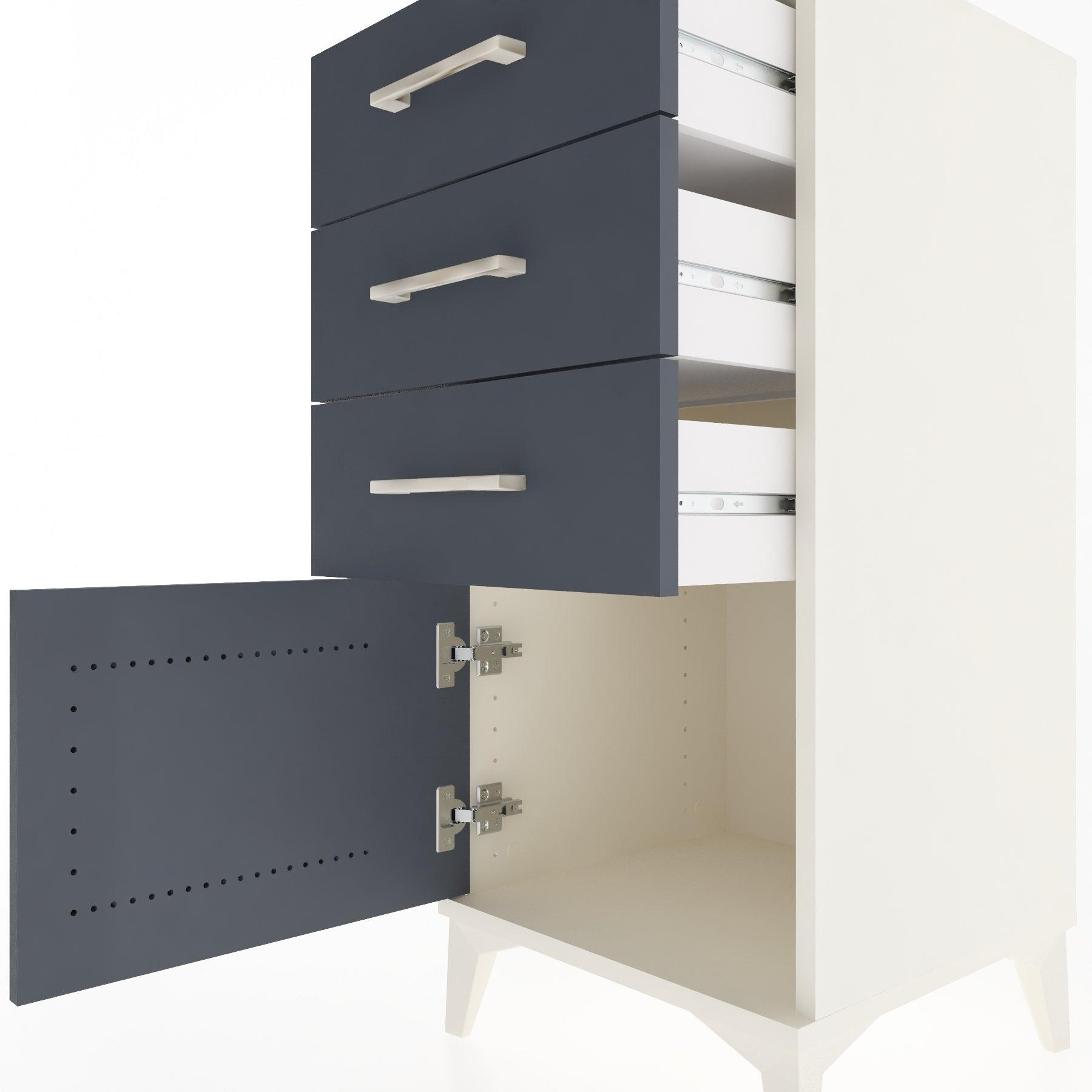 Woodntry Modular Nightstand Moonstone 44x44x84 cm with Cover and Drawer KC39-1