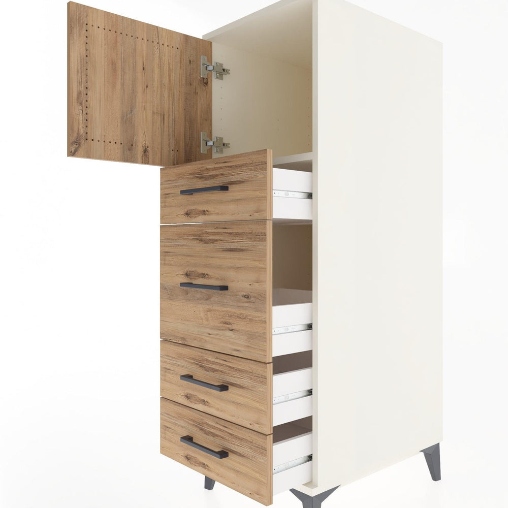 Woodntry Modüler Dolap Aytaşı 44x59x122 cm Kapaklı ve Çekmeceli KC17-1