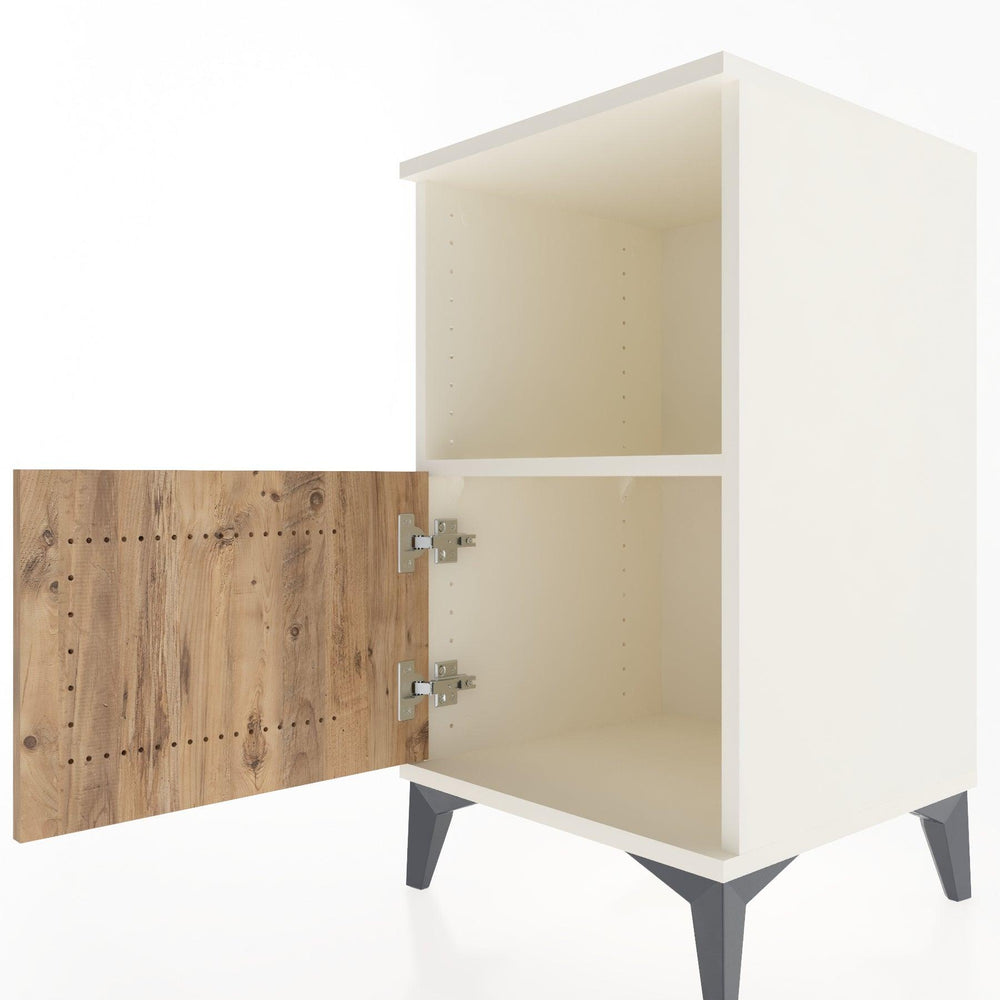 Woodntry Modular Nightstand Moonstone 44x44x68 cm with Cover and Shelf KR17-1