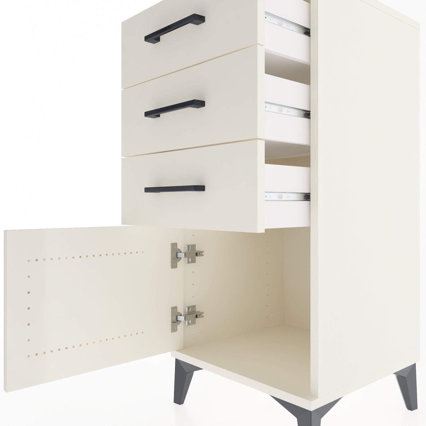 Woodntry Modular Nightstand Moonstone 44x44x84 cm with Cover and Drawer KC39-1