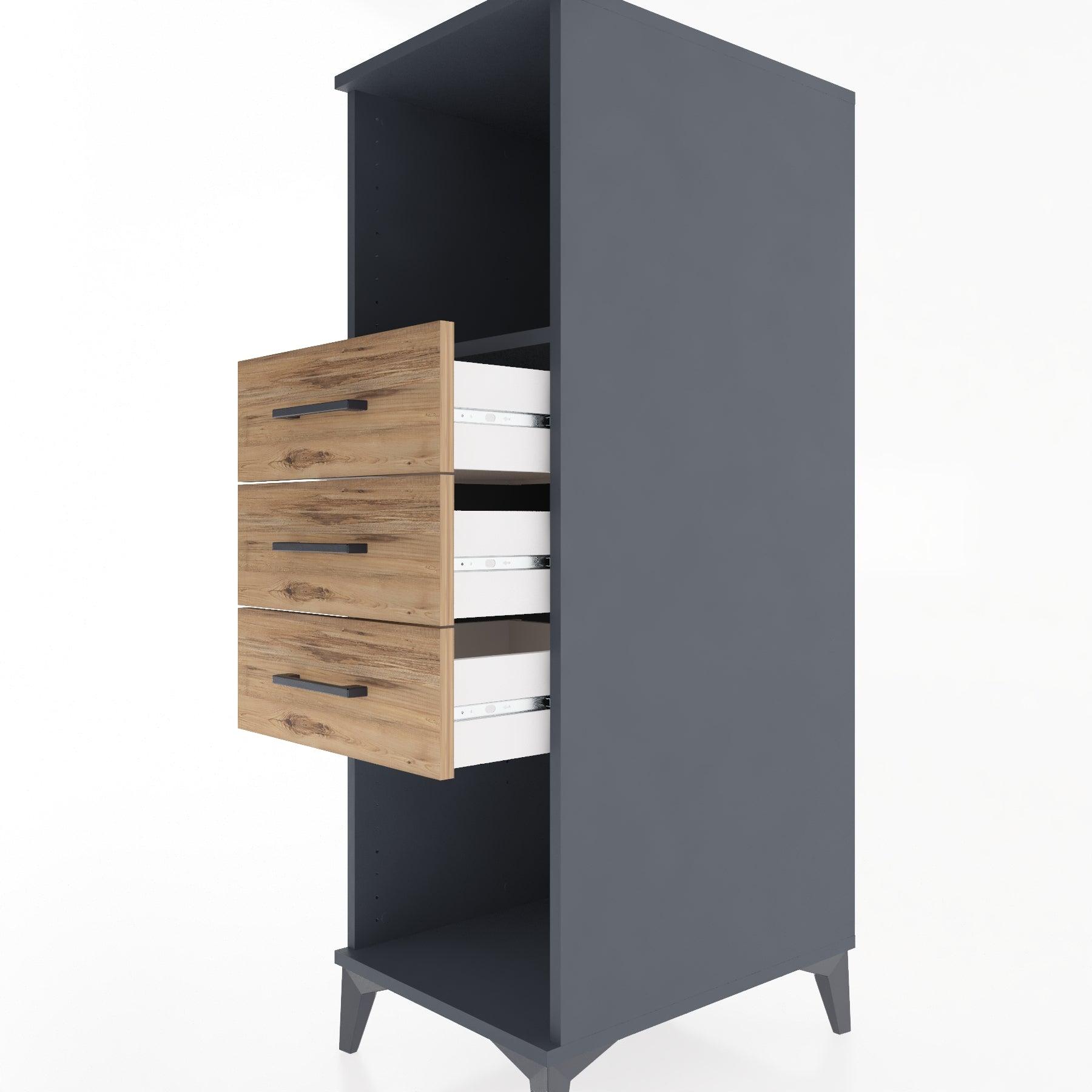 Woodntry Modular Cabinet Anthracite 44x30x122 cm with Drawers and Shelves CR117-2