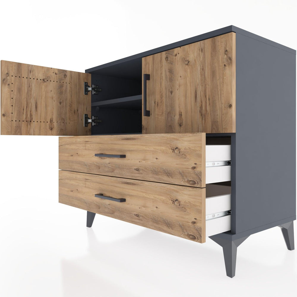 Woodntry Modular Dresser Anthracite 88x44x68 cm with Cover and Drawer KC17-2