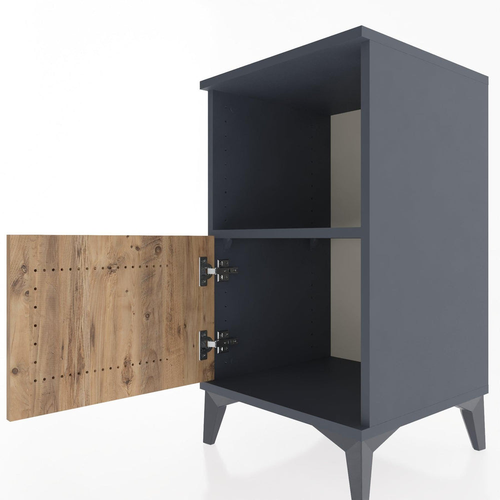 Woodntry Modular Nightstand Anthracite 44x44x68 cm with Cover and Shelf KR17-2