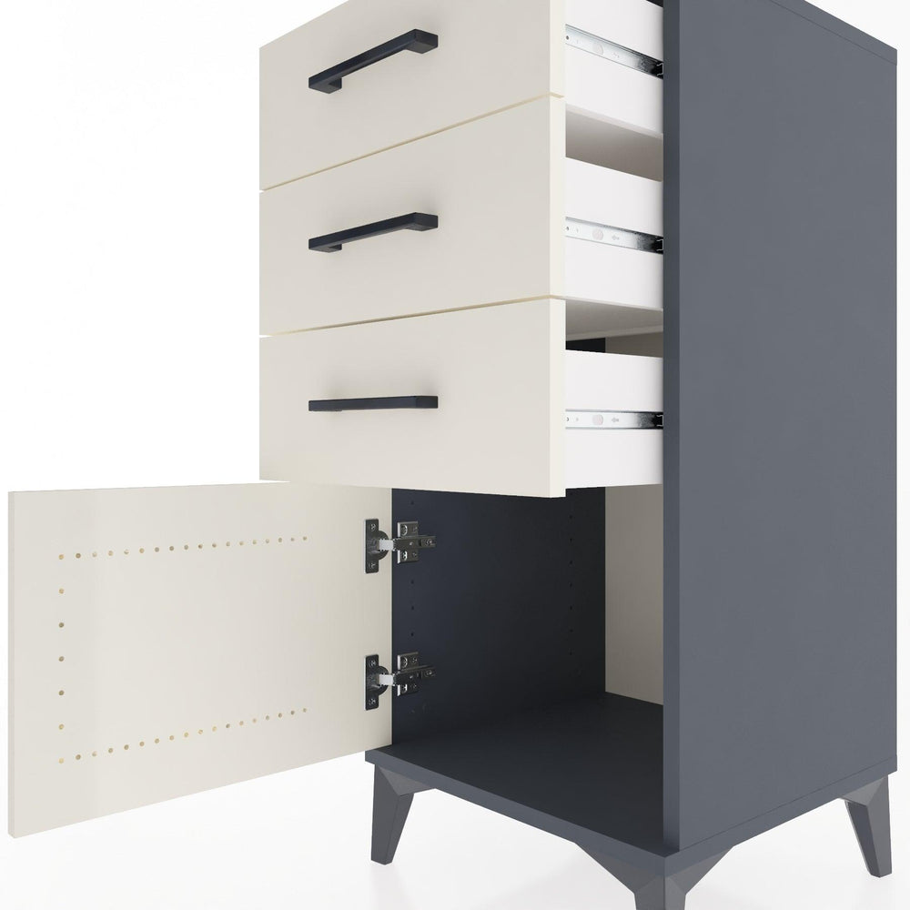 Woodntry Modular Nightstand Anthracite 44x44x84 cm with Cover and Drawer KC39-2