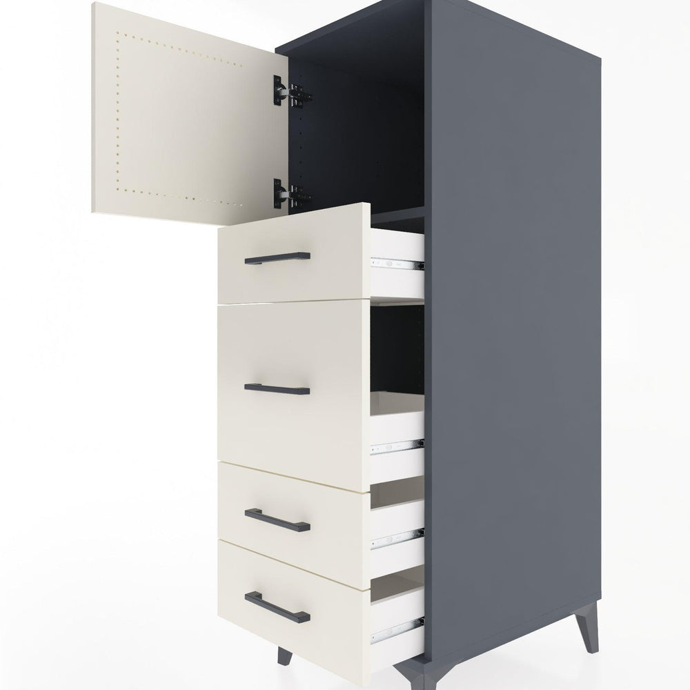 Woodntry Modular Cabinet Anthracite 44x59x122 cm with Doors and Drawers KC17-2