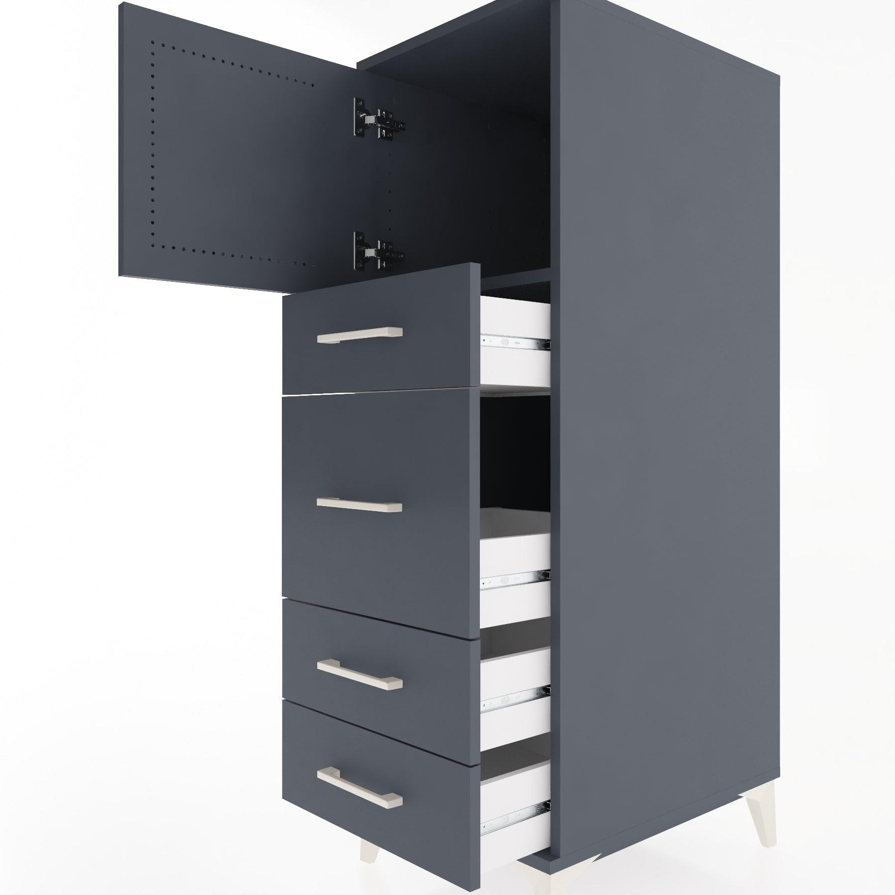 Woodntry Modular Cabinet Anthracite 44x30x122 cm with Doors and Drawers KC17-2