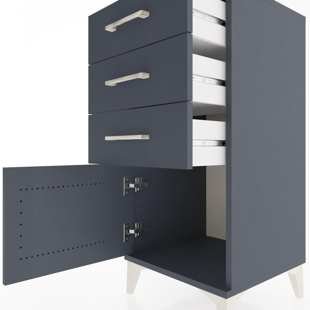 Woodntry Modular Nightstand Anthracite 44x44x84 cm with Cover and Drawer KC39-2