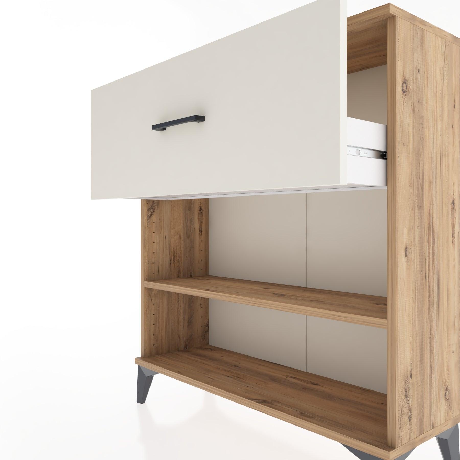 Woodntry Modular Dresser Pine 88x30x84 cm with Drawers and Shelves CR17-3
