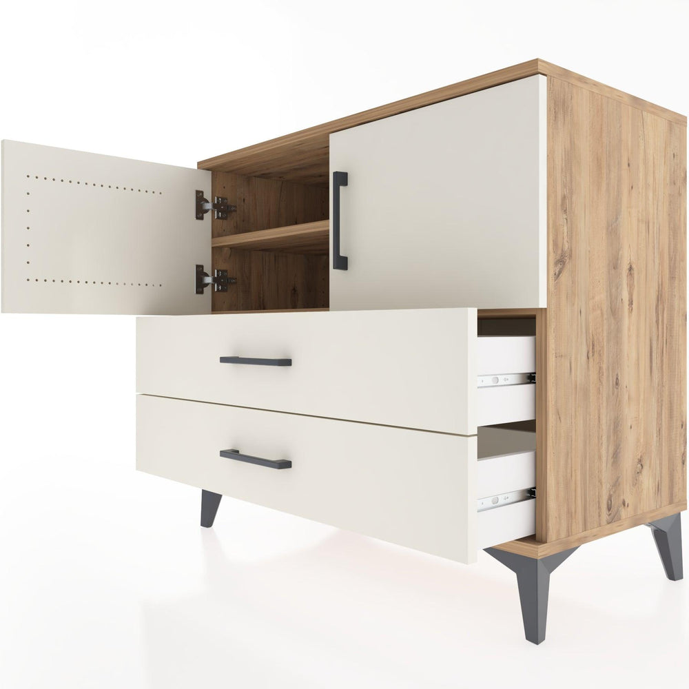 Woodntry Modüler Şifonyer Çam 88x44x68 cm Kapaklı ve Çekmeceli KC17-3