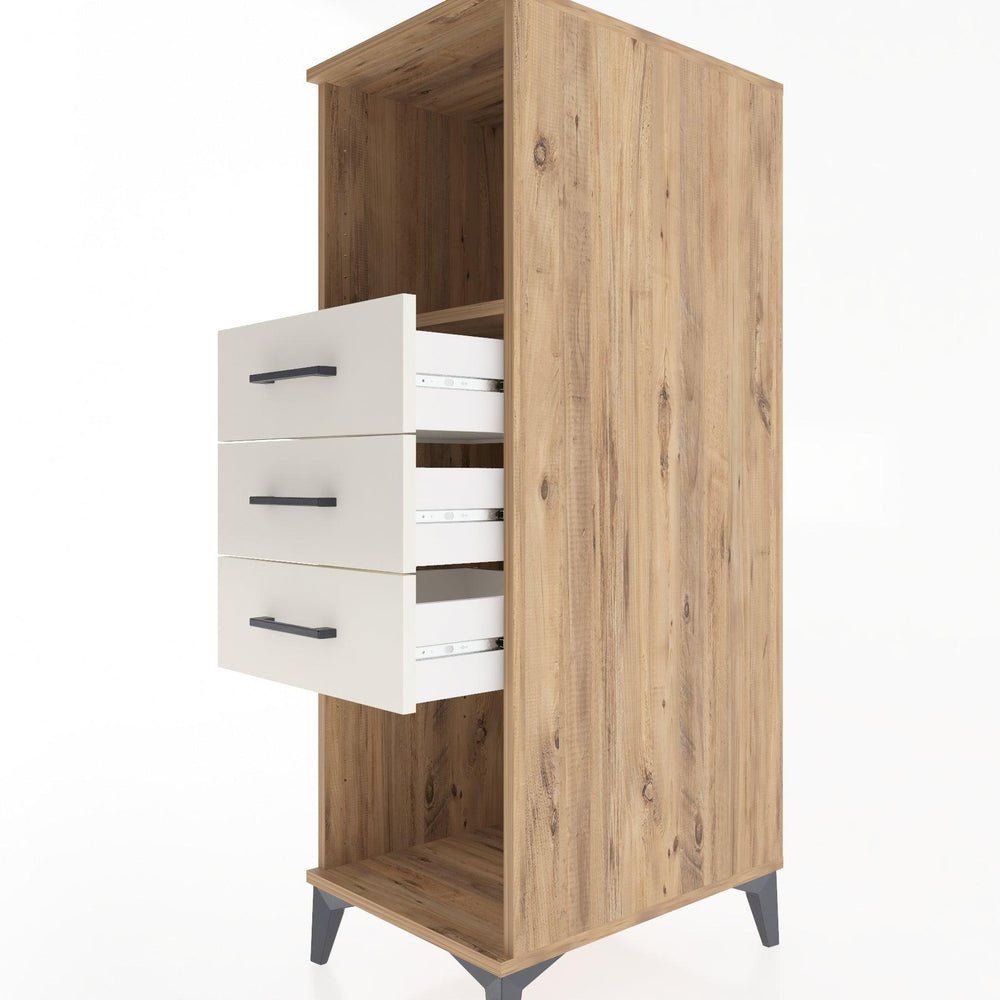 Woodntry Modüler Dolap Çam 44x59x122 cm Çekmeceli ve Raflı CR117-3