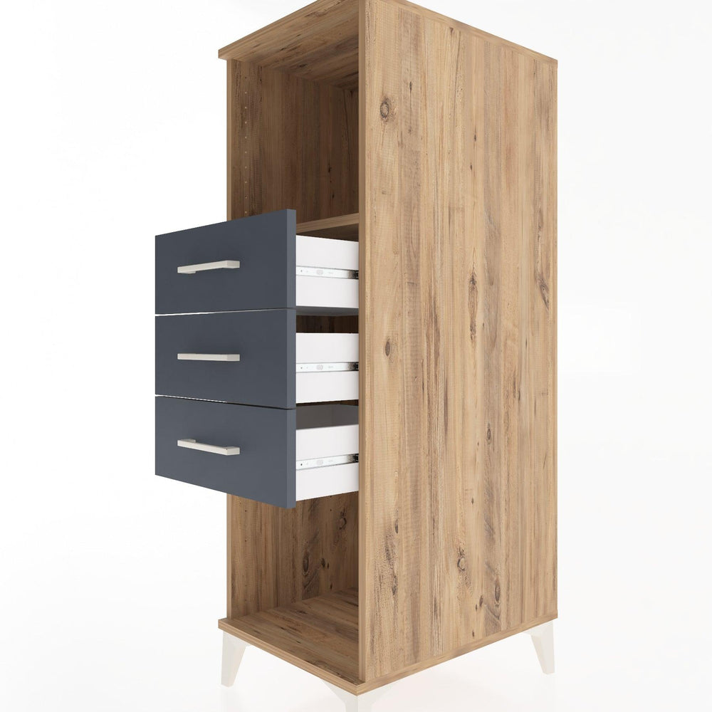 Woodntry Modüler Dolap Çam 44x59x122 cm Çekmeceli ve Raflı CR117-3