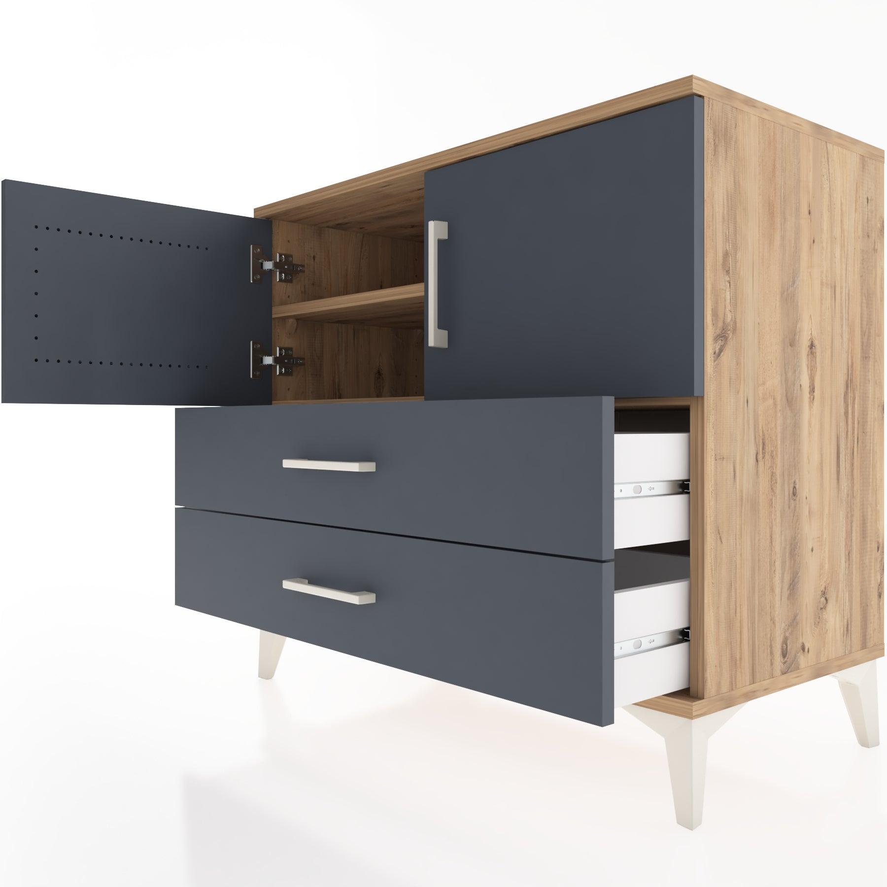 Woodntry Modüler Şifonyer Çam 88x44x68 cm Kapaklı ve Çekmeceli KC17-3