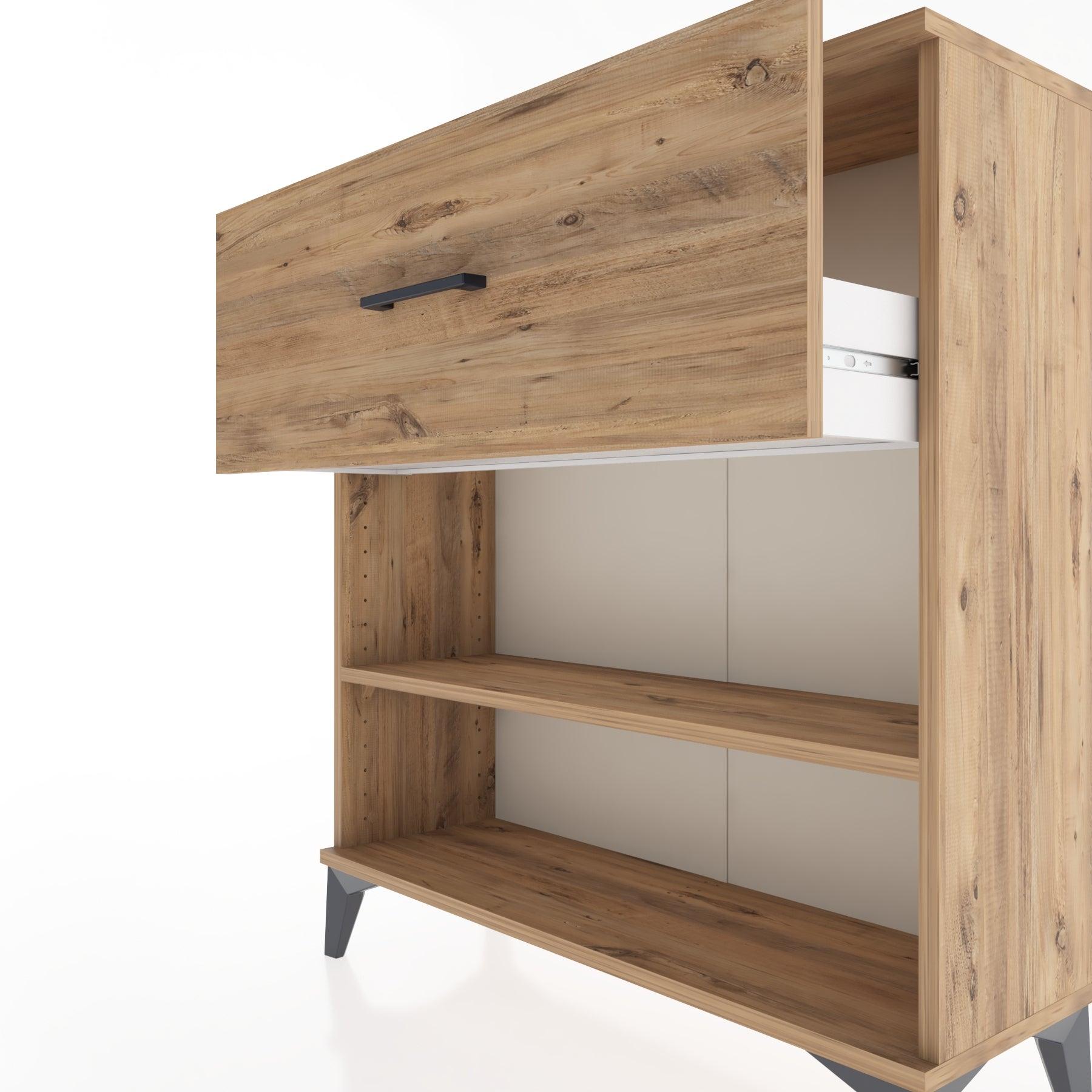 Woodntry Modular Dresser Pine 88x30x84 cm with Drawers and Shelves CR17-3