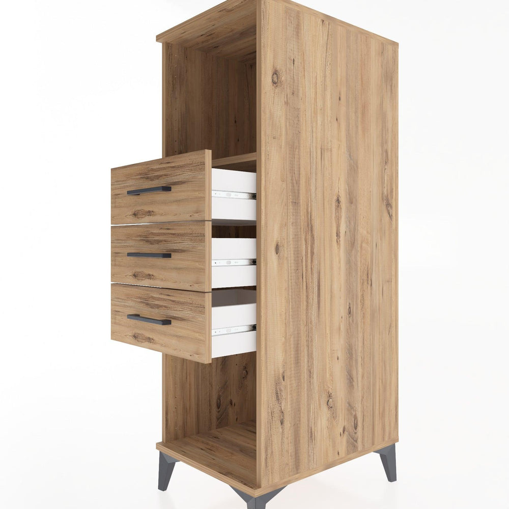 Woodntry Modüler Dolap Çam 44x59x122 cm Çekmeceli ve Raflı CR117-3