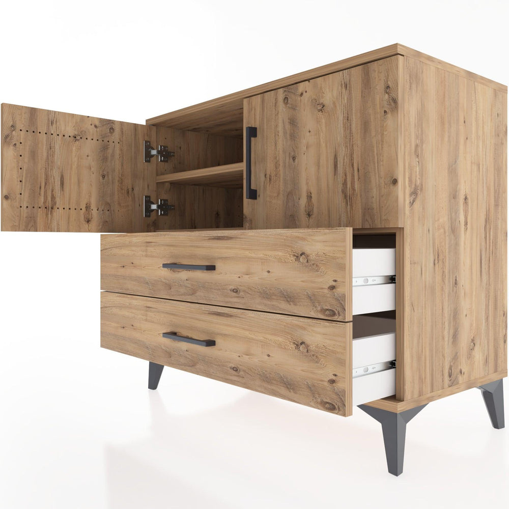 Woodntry Modüler Şifonyer Çam 88x44x68 cm Kapaklı ve Çekmeceli KC17-3