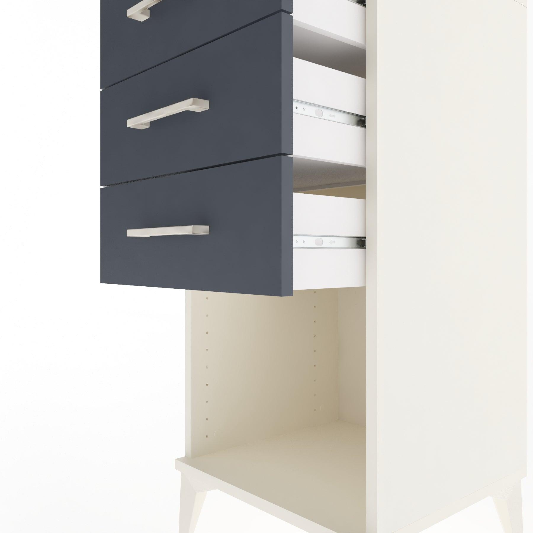 Woodntry Modular Nightstand Moonstone 44x44x84 cm with Drawer and Shelf CR18-1