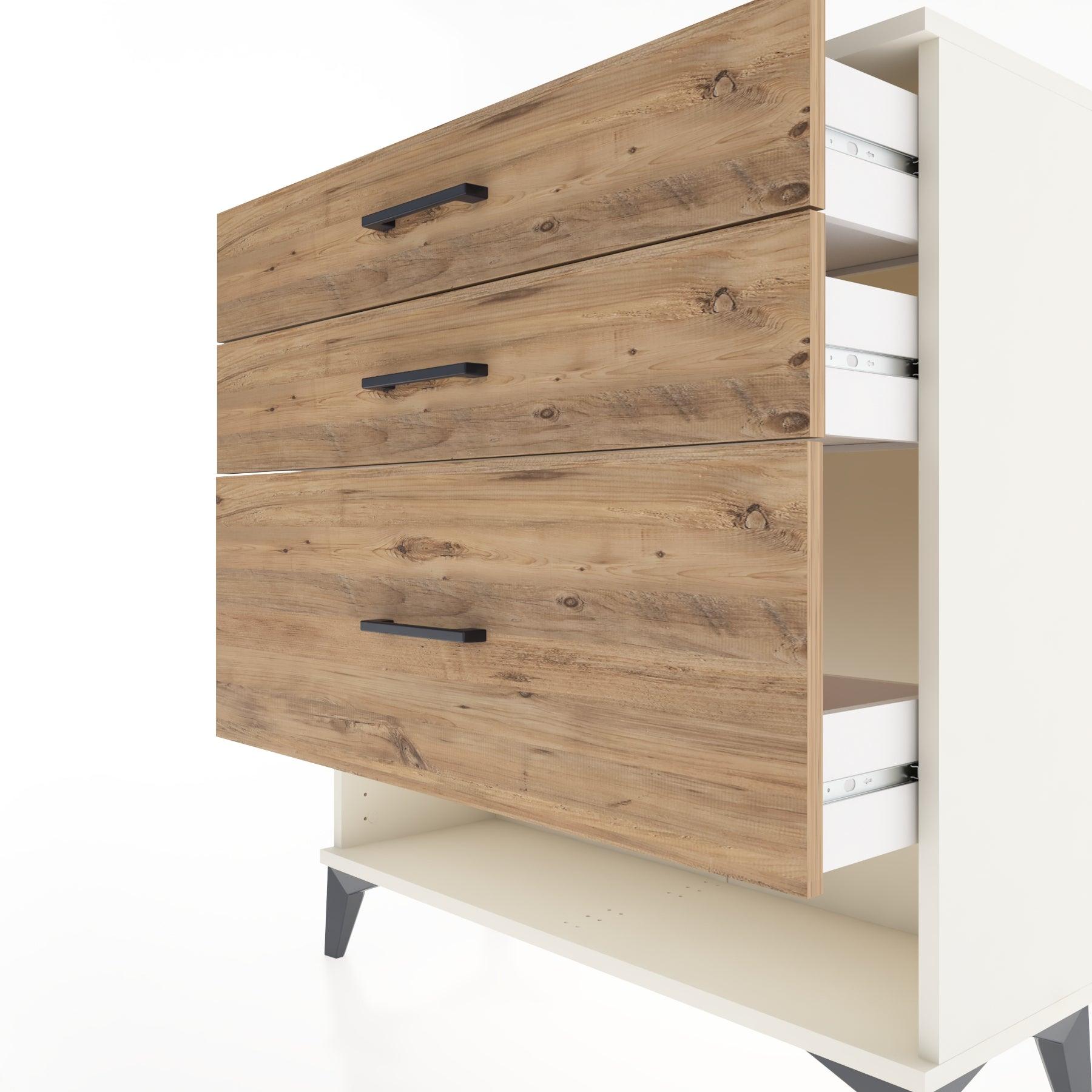 Woodntry Modular Dresser Moonstone 88x30x84 cm with Drawers and Shelves CR18-1
