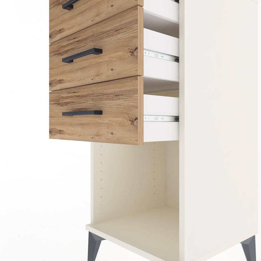 Woodntry Modular Nightstand Moonstone 44x44x84 cm with Drawer and Shelf CR18-1