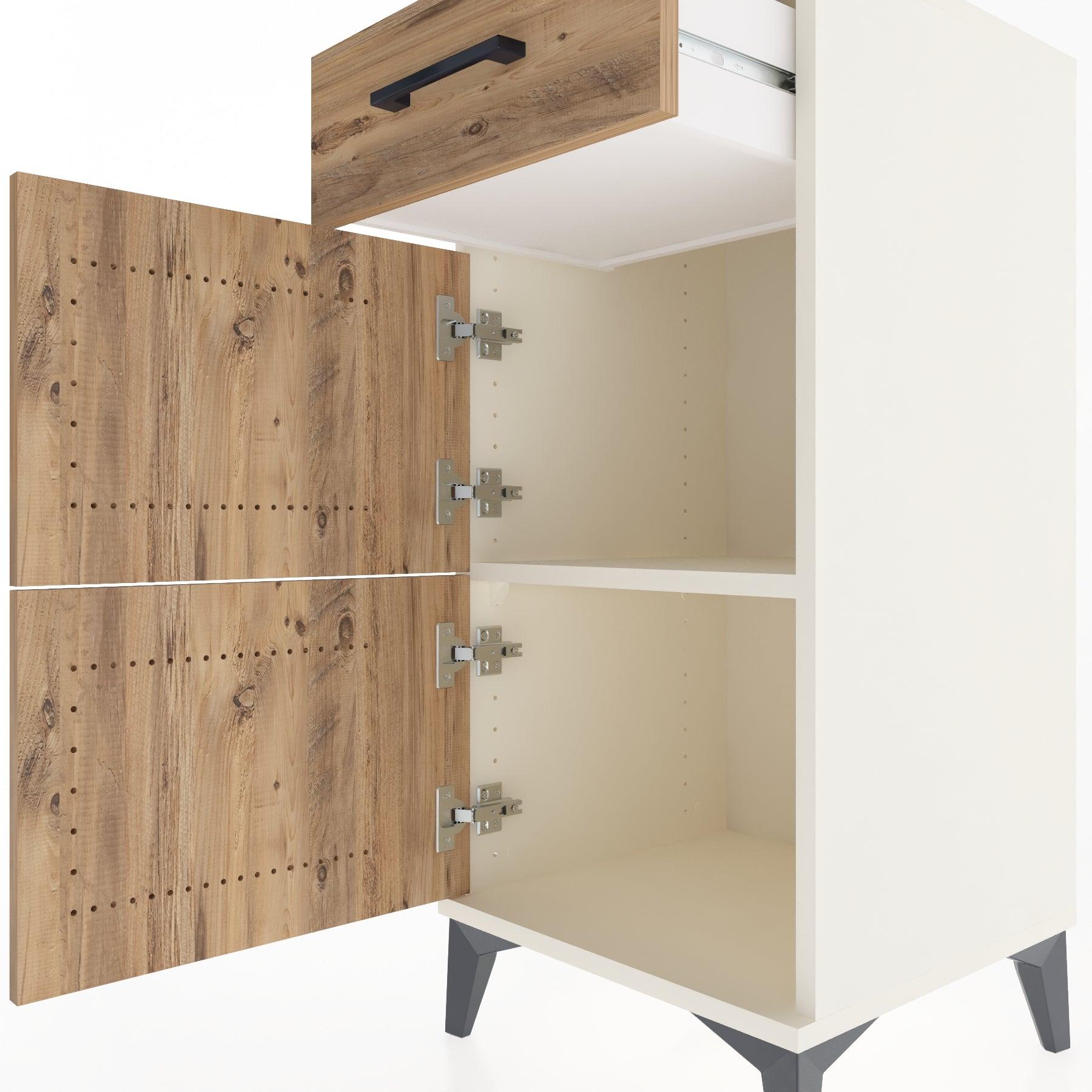 Woodntry Modular Nightstand Moonstone 44x44x84 cm with Cover and Drawer KC40-1