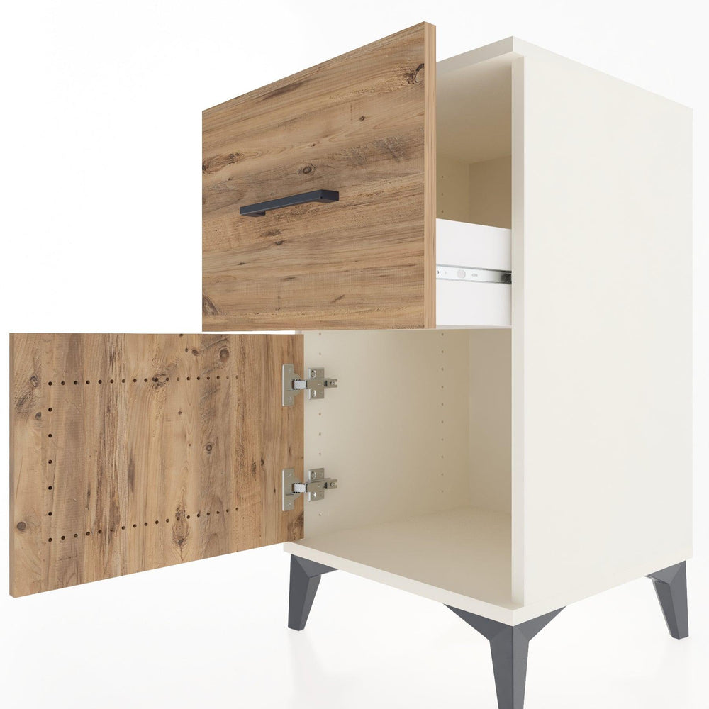 Woodntry Modular Nightstand Moonstone 44x44x68 cm with Cover and Drawer KC18-1