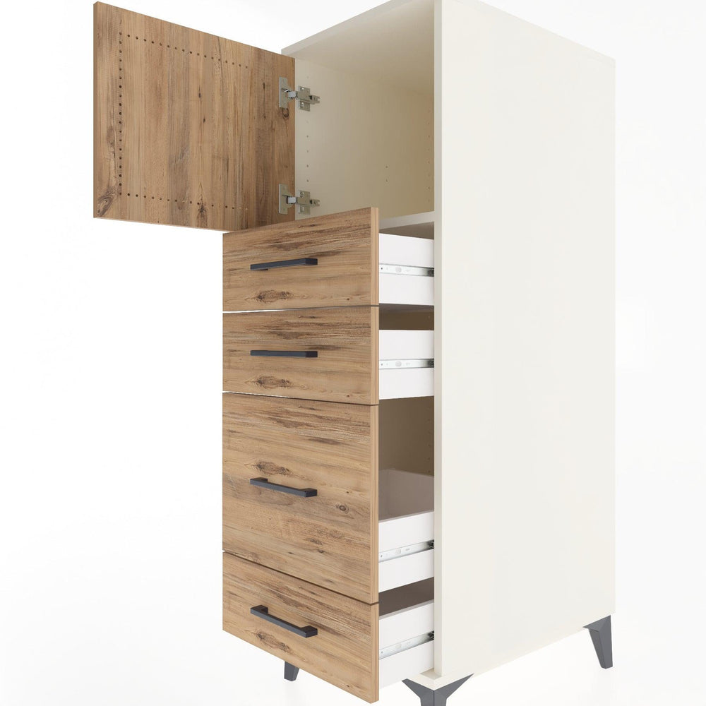 Woodntry Modüler Dolap Aytaşı 44x59x122 cm Kapaklı ve Çekmeceli KC18-1