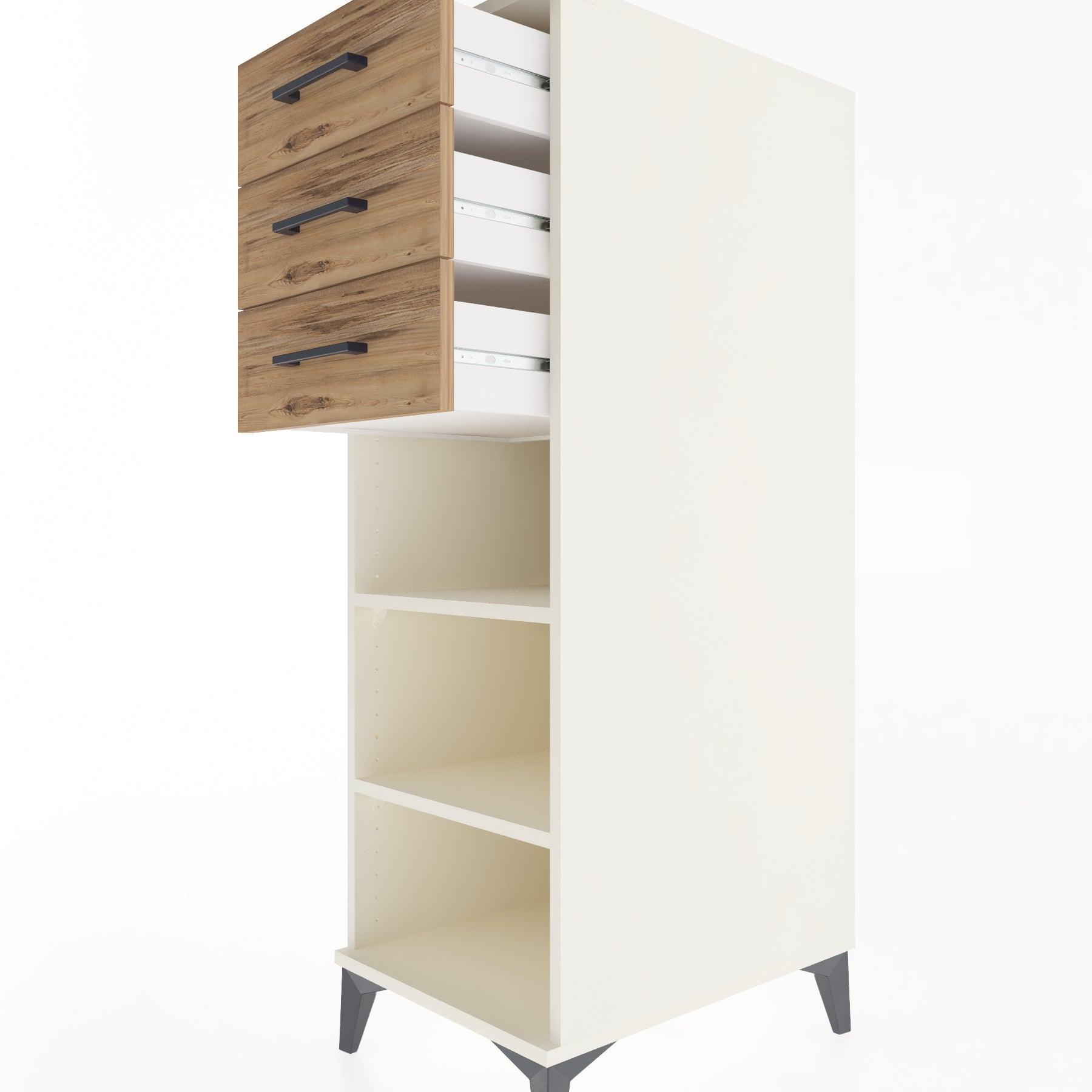 Woodntry Modular Cabinet Moonstone 44x30x122 cm with Drawers and Shelves CR118-1