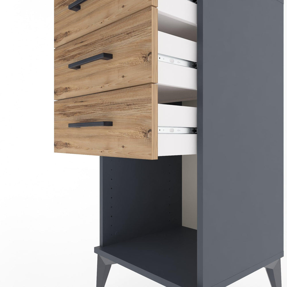 Woodntry Modular Nightstand Anthracite 44x44x84 cm with Drawers and Shelves CR18-2