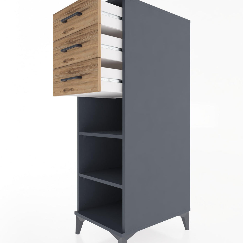 Woodntry Modular Cabinet Anthracite 44x30x122 cm with Drawers and Shelves CR118-2