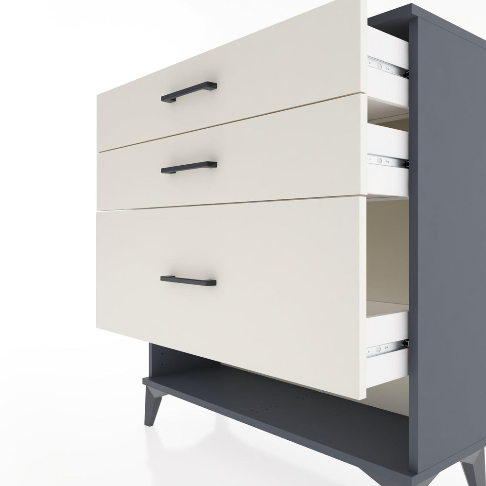 Woodntry Modüler Şifonyer Antrasit 88x30x84 cm Çekmeceli ve Raflı CR18-2