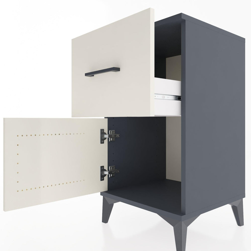 Woodntry Modular Nightstand Anthracite 44x44x68 cm with Cover and Drawer KC18-2