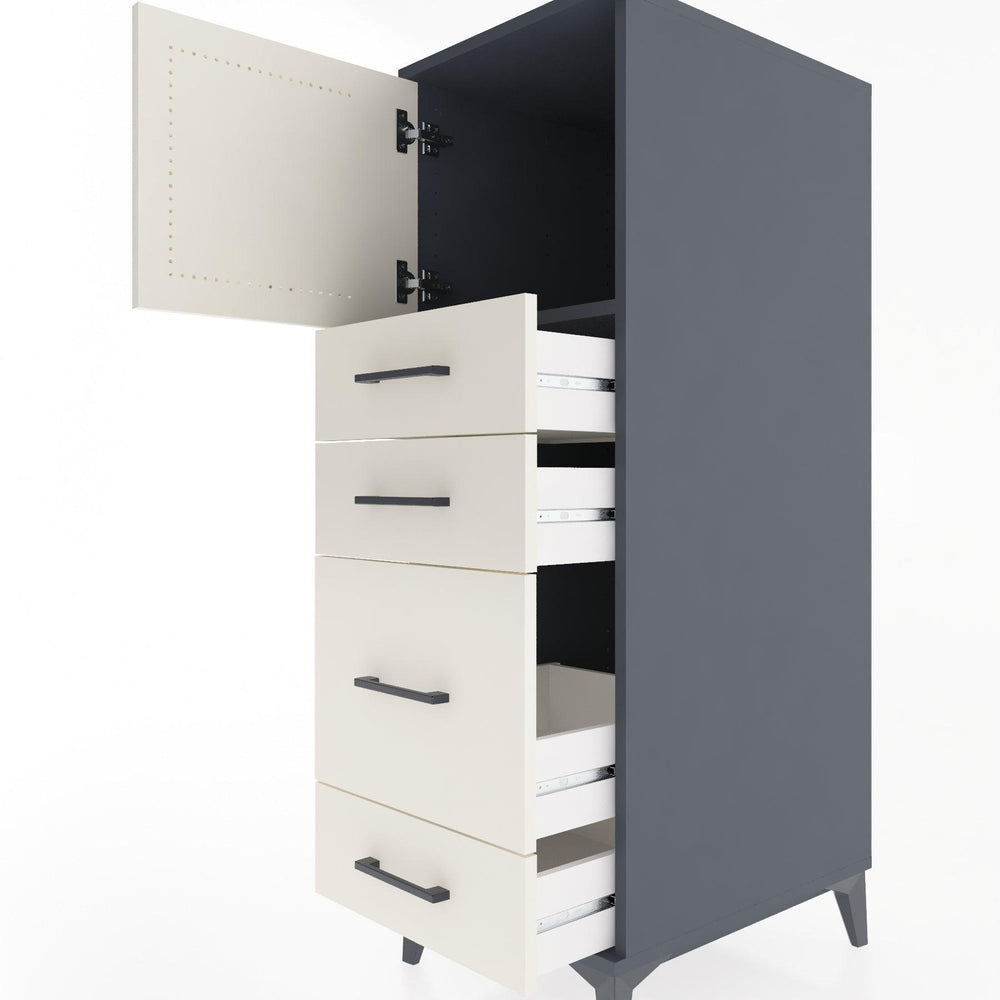 Woodntry Modular Cabinet Anthracite 44x30x122 cm with Doors and Drawers KC18-2