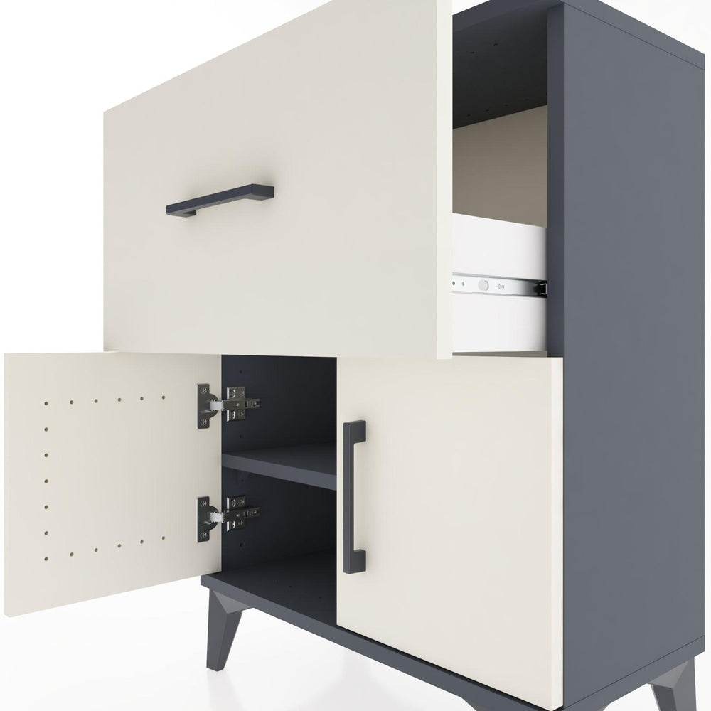 Woodntry Modüler Komodin Antrasit 60x30x68 cm Kapaklı ve Çekmeceli KC18-2