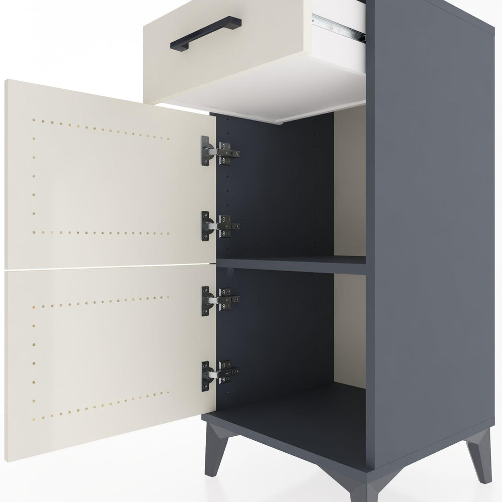 Woodntry Modüler Komodin Antrasit 44x44x84 cm Kapaklı ve Çekmeceli KC40-2