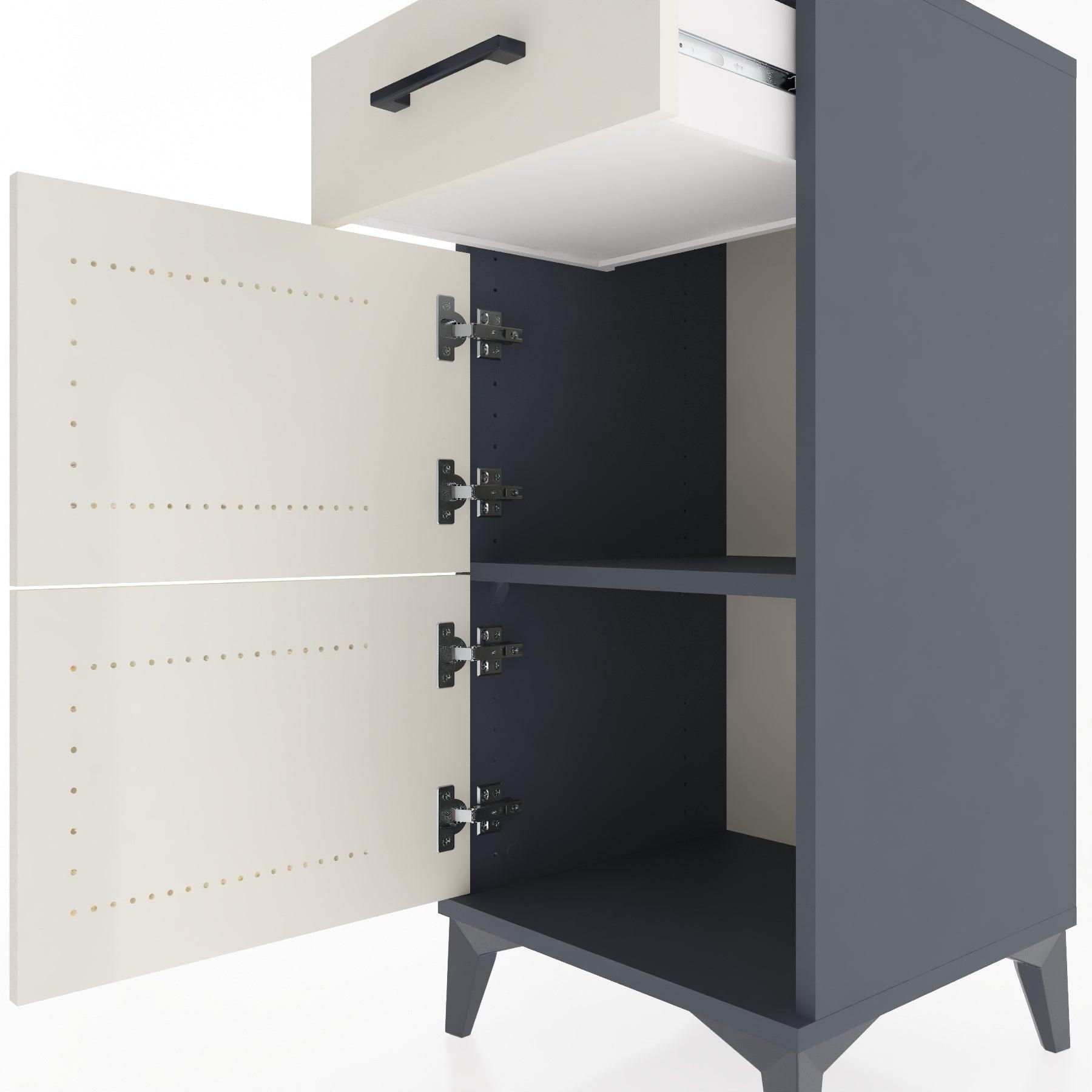 Woodntry Modular Nightstand Anthracite 44x44x84 cm with Cover and Drawer KC40-2