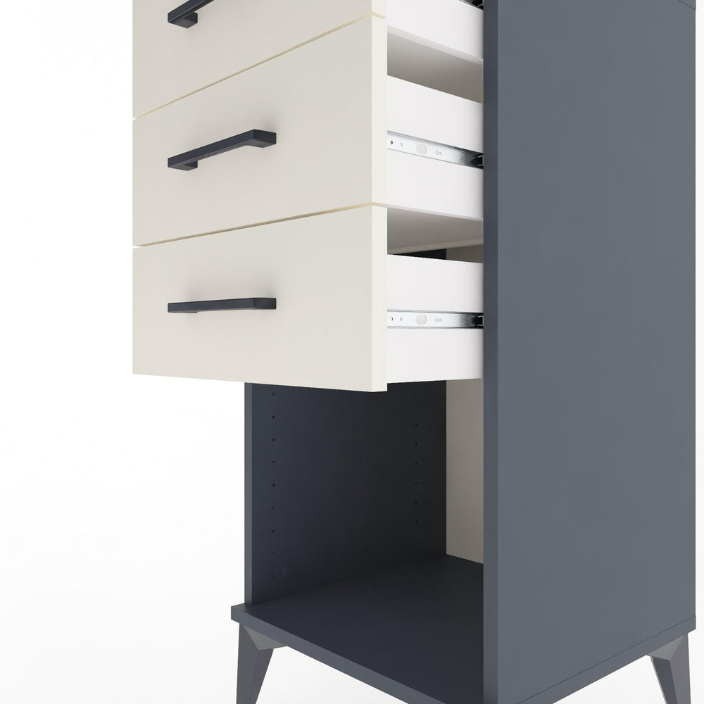 Woodntry Modular Nightstand Anthracite 44x44x84 cm with Drawers and Shelves CR18-2