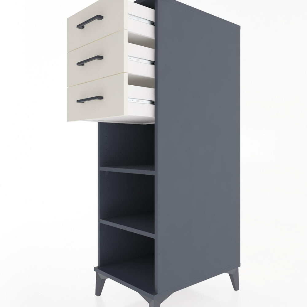 Woodntry Modular Cabinet Anthracite 44x30x122 cm with Drawers and Shelves CR118-2