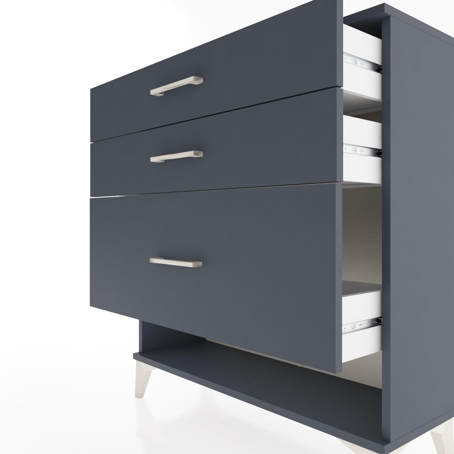 Woodntry Modular Dresser Anthracite 88x30x84 cm with Drawers and Shelves CR18-2