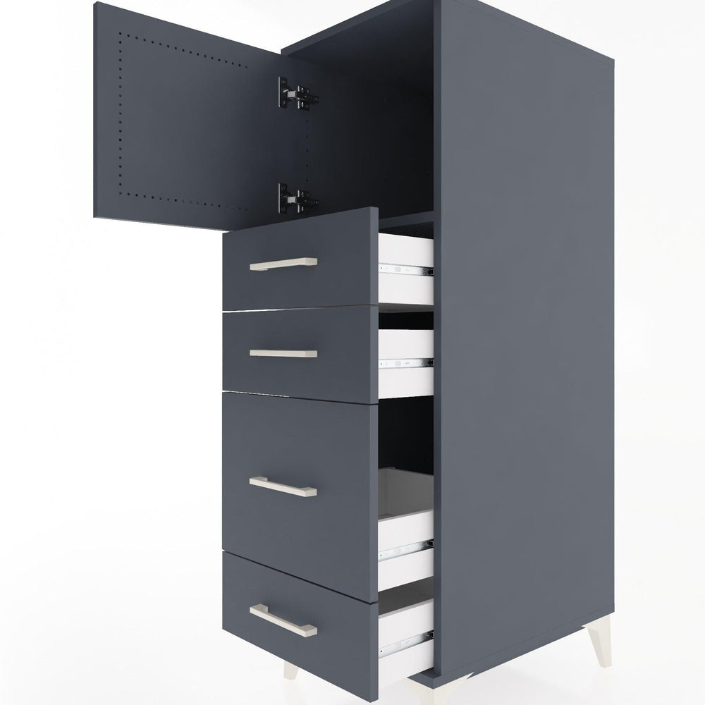 Woodntry Modular Cabinet Anthracite 44x30x122 cm with Doors and Drawers KC18-2