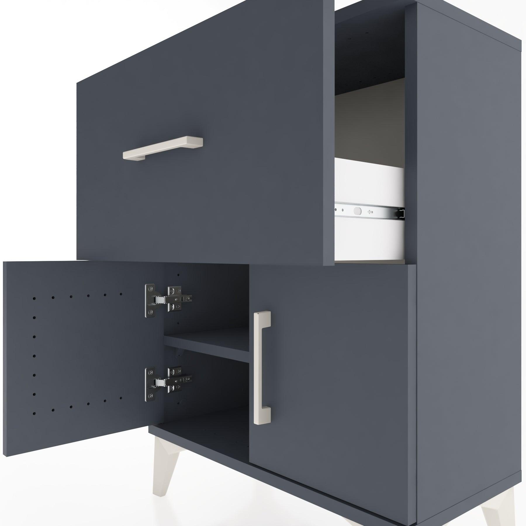 Woodntry Modular Nightstand Anthracite 60x30x68 cm with Cover and Drawer KC18-2