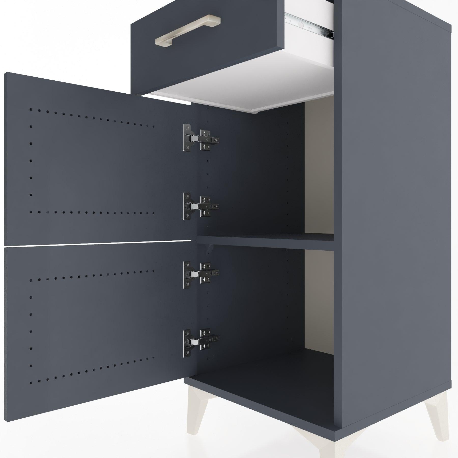 Woodntry Modular Nightstand Anthracite 44x44x84 cm with Cover and Drawer KC40-2