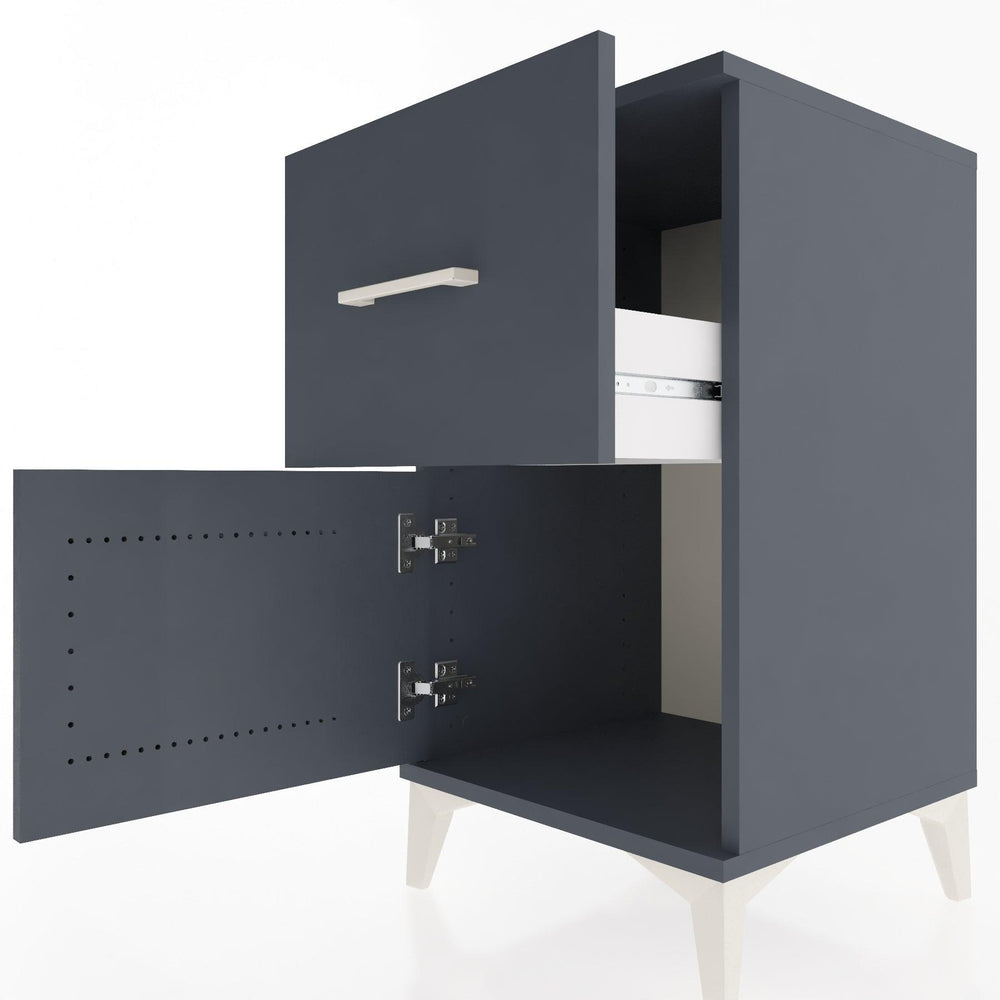 Woodntry Modular Nightstand Anthracite 44x44x68 cm with Cover and Drawer KC18-2