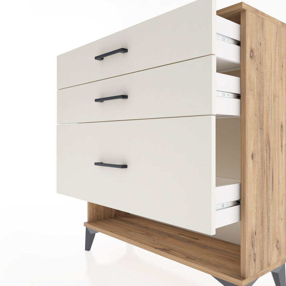 Woodntry Modüler Şifonyer Çam 88x30x84 cm Çekmeceli ve Raflı CR18-3