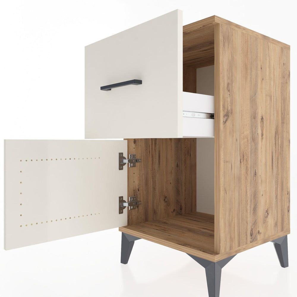 Woodntry Modüler Komodin Çam 44x44x68 cm Kapaklı ve Çekmeceli KC18-3