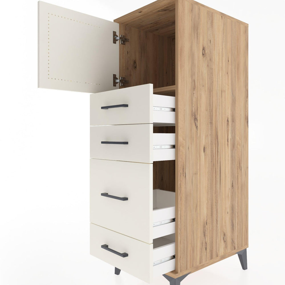 Woodntry Modular Cabinet Pine 44x30x122 cm with Doors and Drawers KC18-3