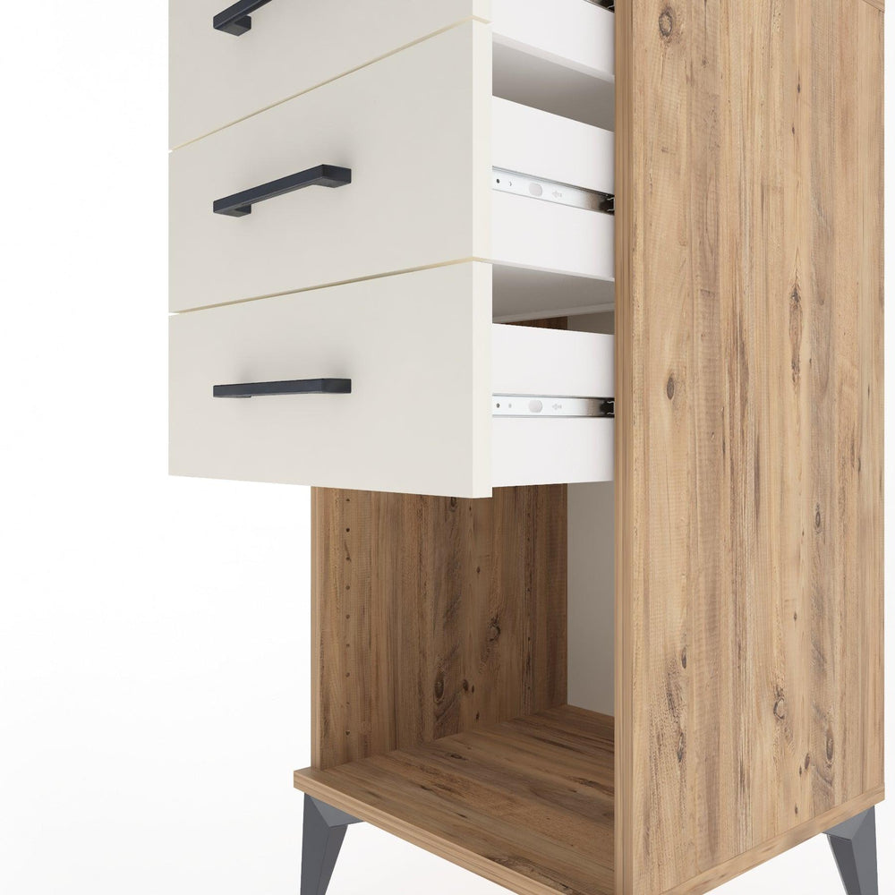 Woodntry Modular Nightstand Pine 44x44x84 cm with Drawers and Shelves CR18-3