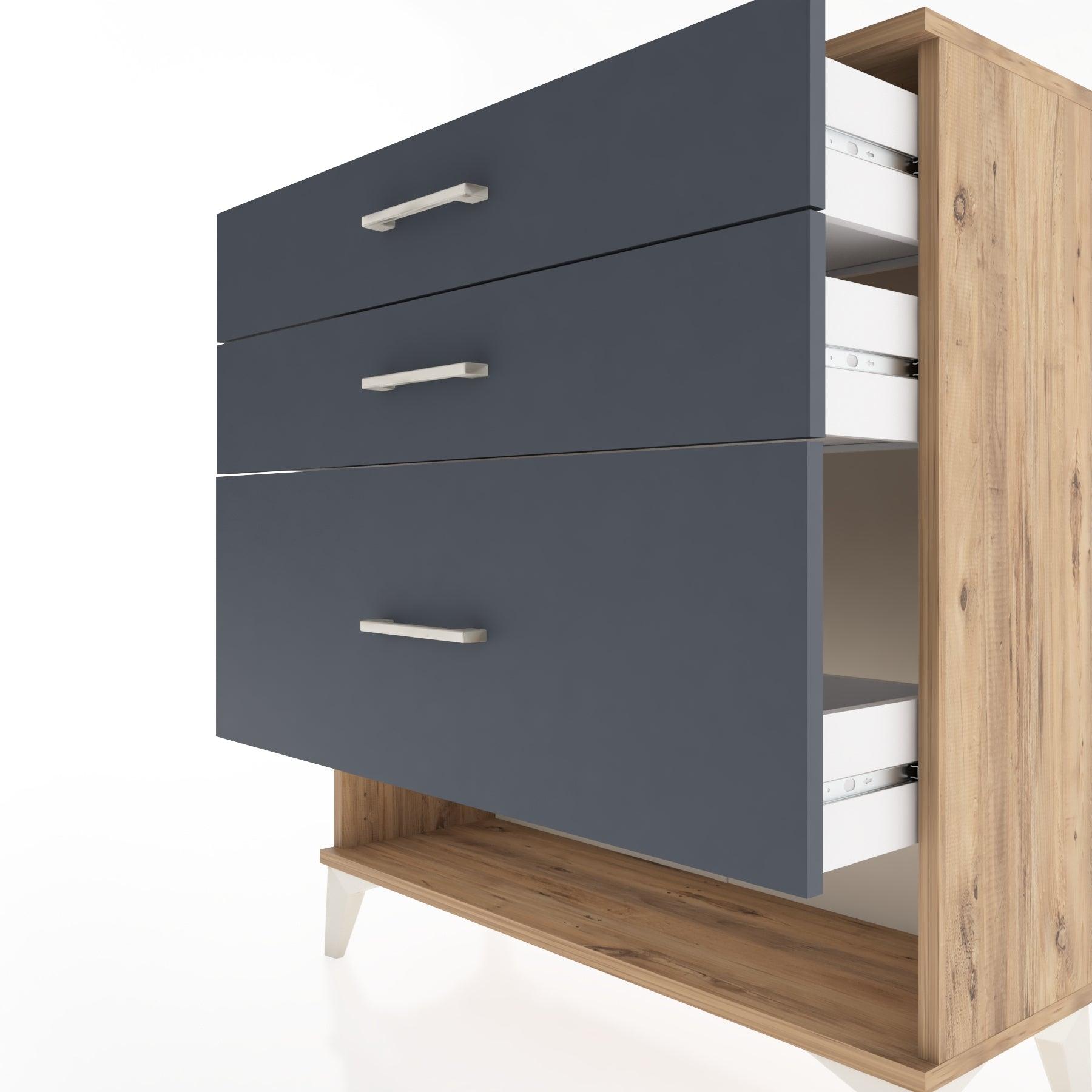 Woodntry Modular Dresser Pine 88x30x84 cm with Drawers and Shelves CR18-3