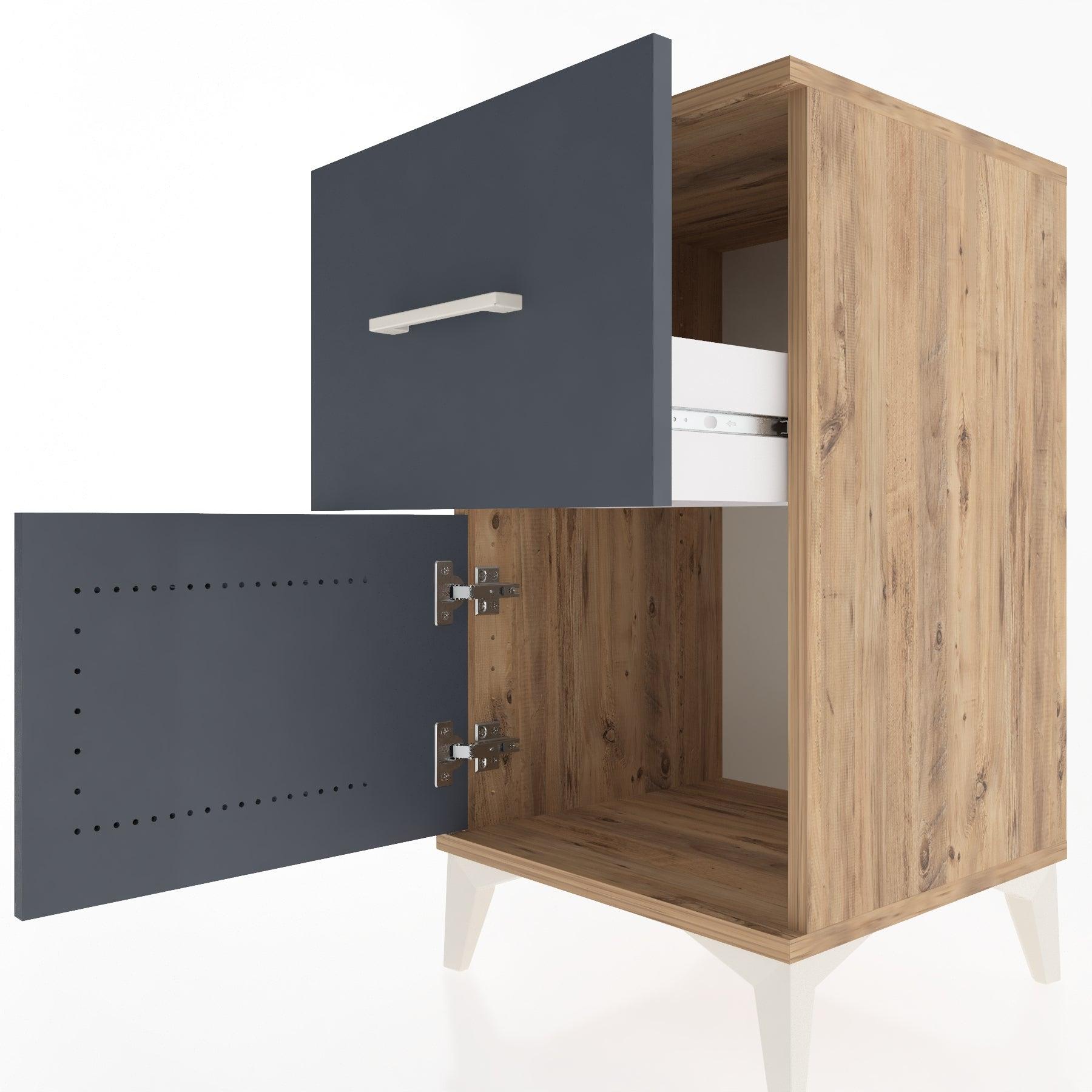 Woodntry Modular Nightstand Pine 44x44x68 cm with Cover and Drawer KC18-3